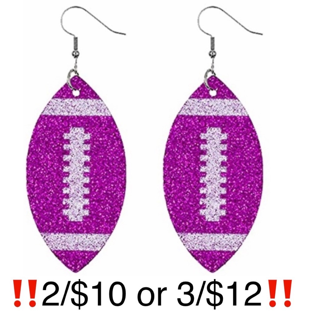 Glitter Football Faux Leather Dangling Earrings